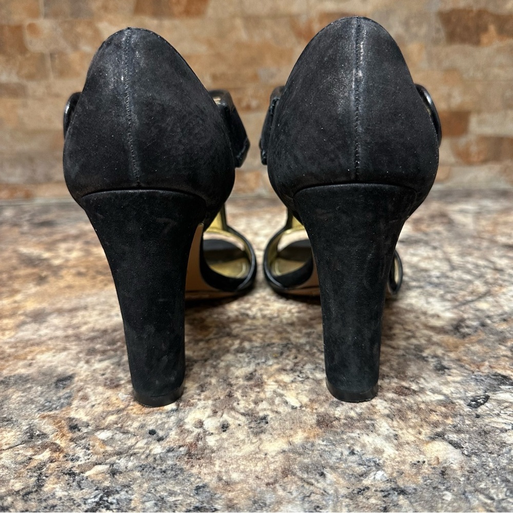 Coach kiss lock Peep Toe Elegant Black Tassel Heels - Picture 4 of 7